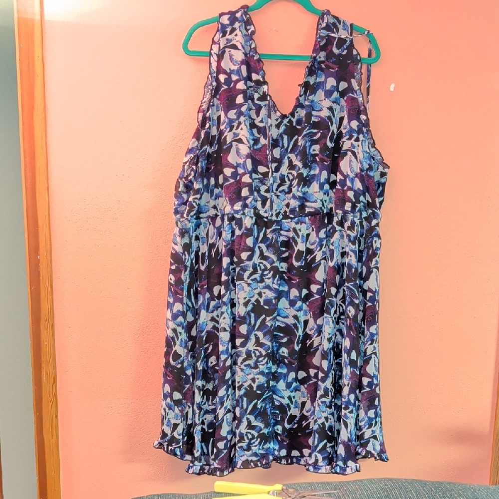Torrid Backless Dress - Blue and Purple Pattern